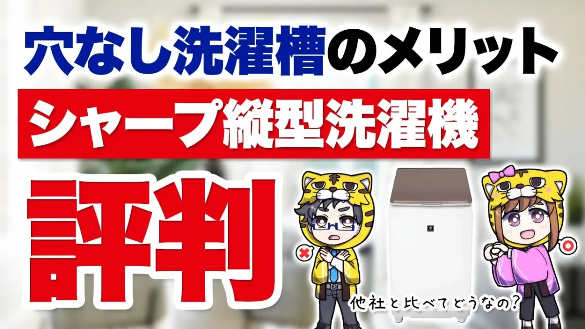 シャープ｜編縦型洗濯機の評判は？そして穴なし洗濯槽の実力は？【節水•洗浄力・コスパ】